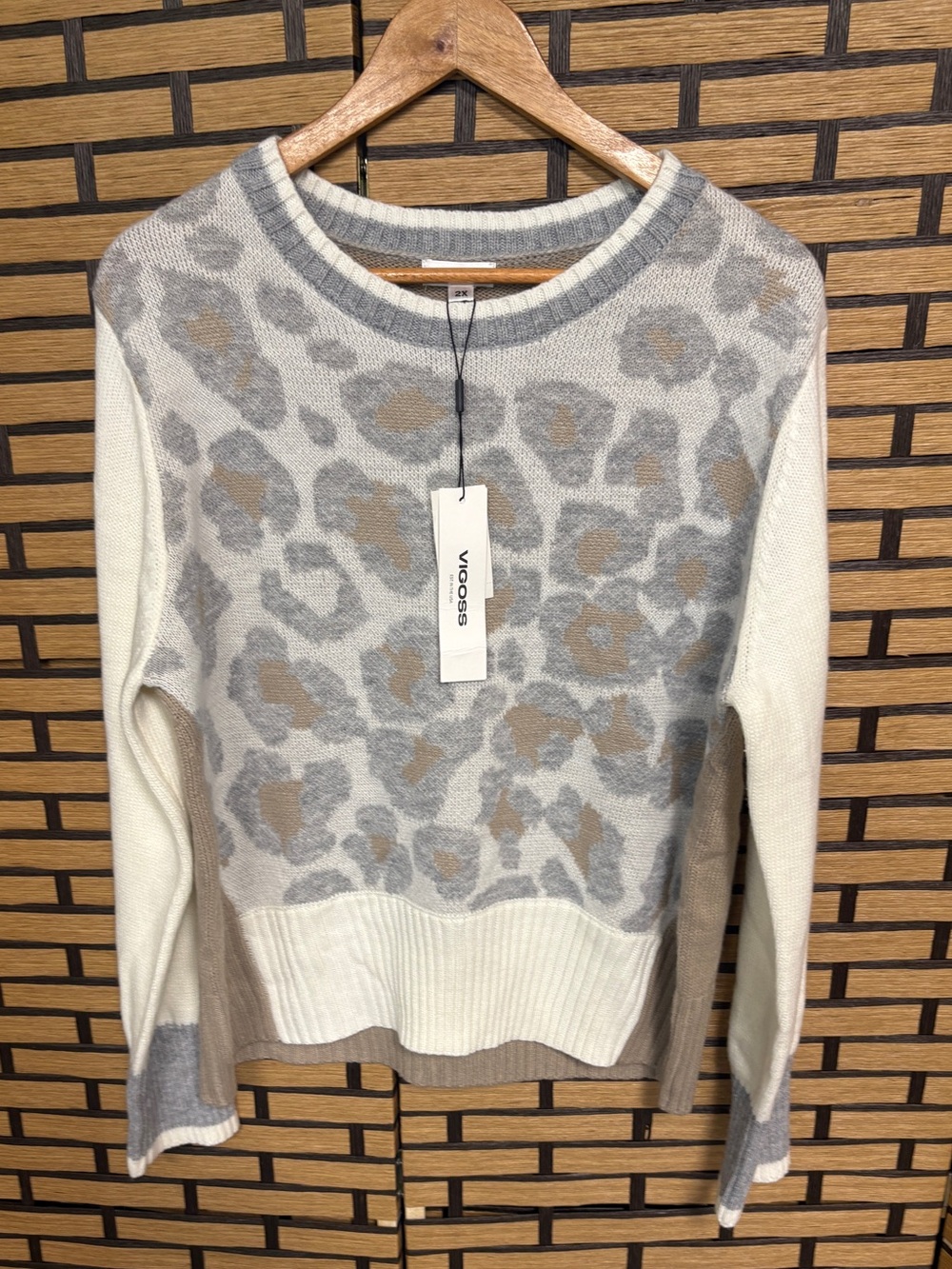 Vigoss Neutral Animal Print Sweater Size 2X
